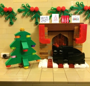 Snoozing cat Christmas Card 2014
